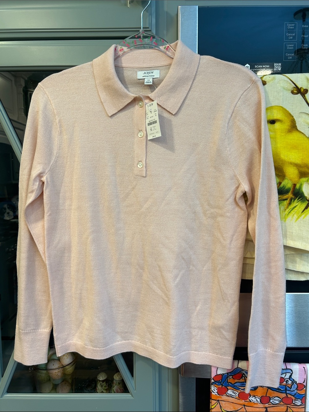 J. Crew Factory Light Pink Merino Wool Blend Polo Sweater XS NWT